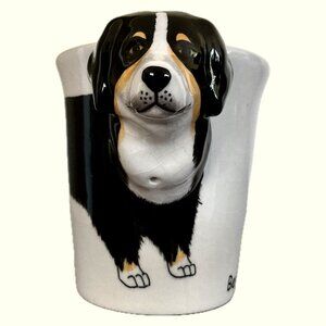 GUC - Vintage Handpainted 9 oz Ceramic Bernese Mountain Dog Handled Coffee Mug